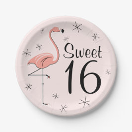 Flamingo Pink Sweet 16 Papierplatte Pappteller