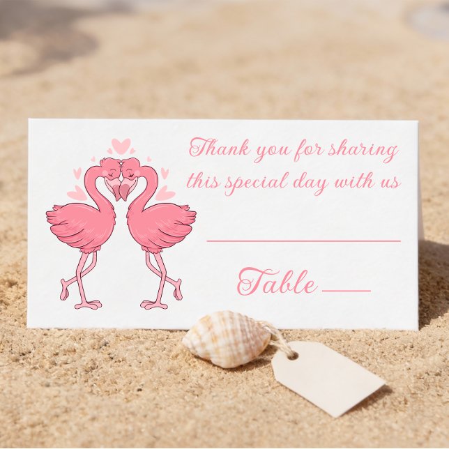 Flamingo Pink Tropical Beach Wedding Escort Platzkarte (Von Creator hochgeladen)