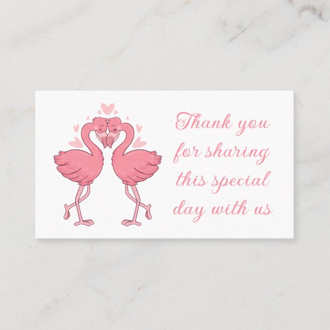 Flamingo Pink Tropical Beach Wedding Thank You Platzkarte (Vorderseite)