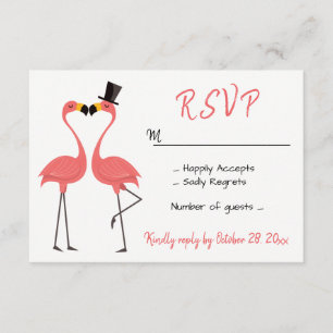 Flamingo Pink UAWG Weding Tropical Party Beach RSVP Karte