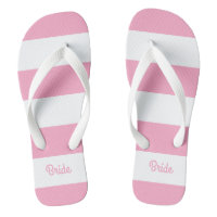 Flamingo Pink und White Stripe Bripe Flip Flops