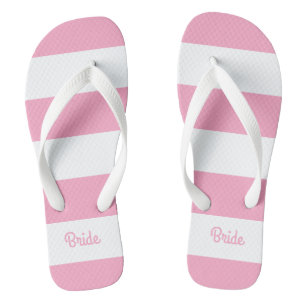 Flamingo Pink und White Stripe Bripe Flip Flops