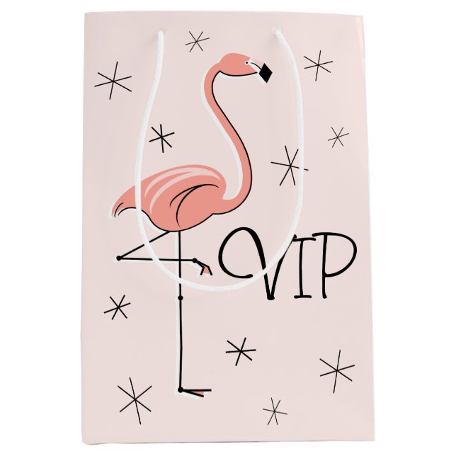 Flamingo Pink 'VIP Geschenktasche Medium Mittlere Geschenktüte (Vorderseite)