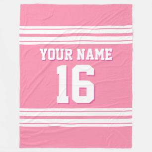 Flamingo Pink White Sports Jersey Fleecedecke