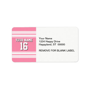 Flamingo Pink White Team Jersey Name Adressaufkleber