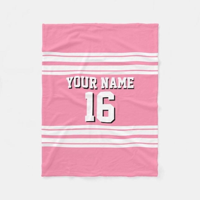 Flamingo Pink White Team Jersey Name Fleecedecke (Vorderseite)