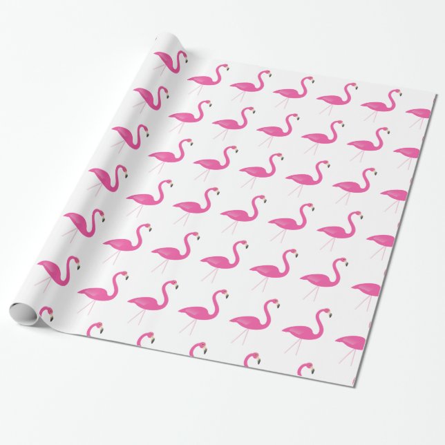 Flamingo Pink & White Wrapping Paper Geschenkpapier (Ungerollt)
