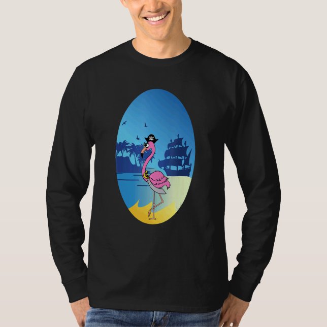 Flamingo Pirate Buccaneer Sea T-Shirt (Vorderseite)