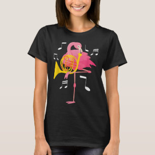 Flamingo Playing Französisch Horn Spieler Französi T-Shirt
