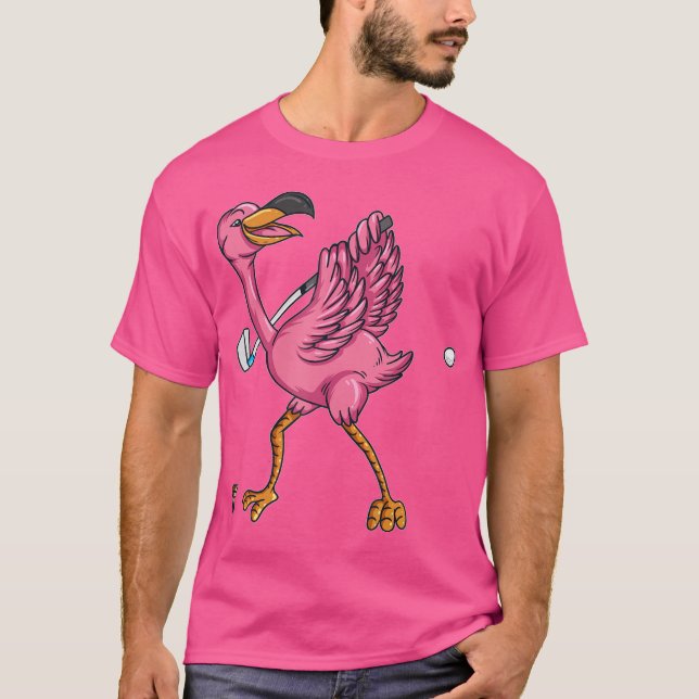 Flamingo Plays Golf Club Ball Flamingo Lover T-Shirt (Vorderseite)