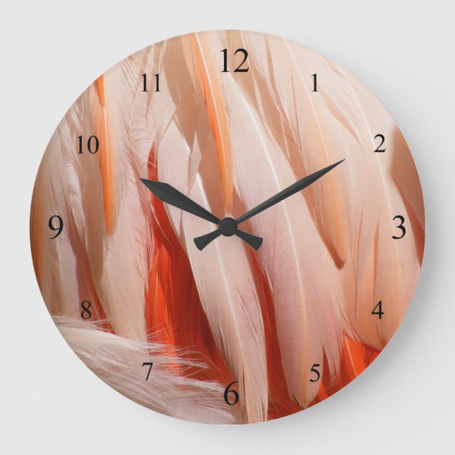 Flamingo Plumage Clock Große Wanduhr (Vorderseite)