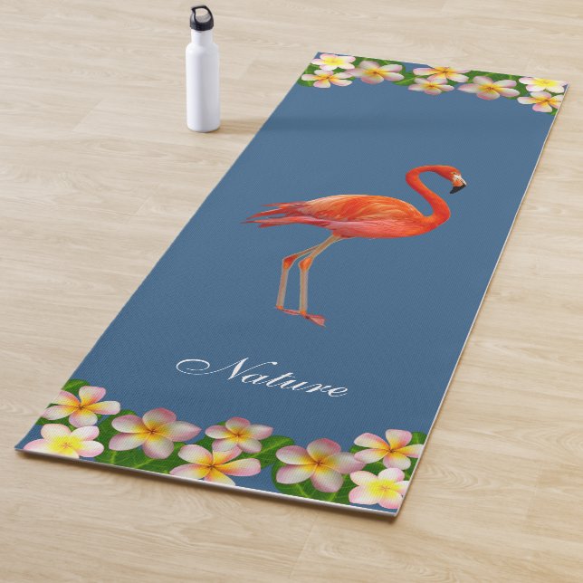 Flamingo & Plumeria Blume auf Award Blue Yogamatte (Beispiel)