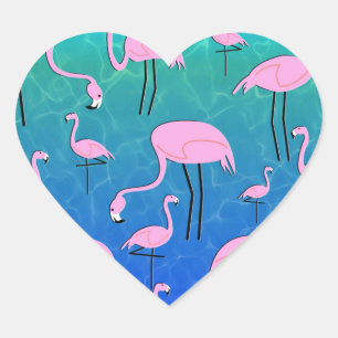 Flamingo Pond Herz-Aufkleber