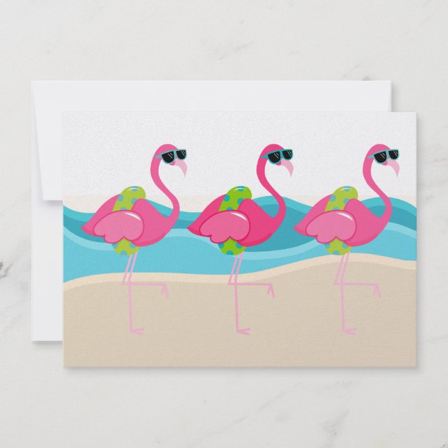 Flamingo Pool / Beach Party - SRF Einladung (Vorderseite)