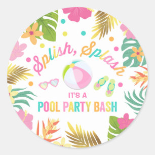 Flamingo Pool Gastgeschenk Tag Sticker Siegel