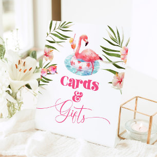 Flamingo Pool Geburtstagsparty Karten und Geschenk Sockelschild