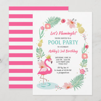 Flamingo Pool Party Einladung Tropical Geburtstag