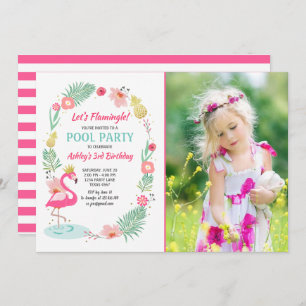 Flamingo Pool Party Einladung Tropischer Geburtsta