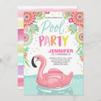 Flamingo Pool Party Einladung Tropischer Pool Schw