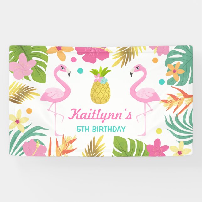 Flamingo-Pool-Party-Fahnen-tropisches Banner (Horizontal)