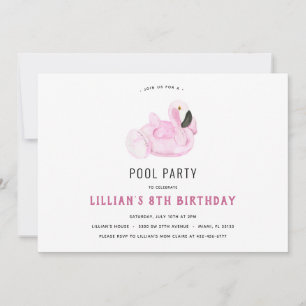 Flamingo Pool Party Geburtstag Einladung