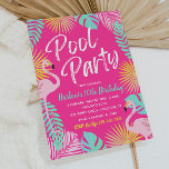 Flamingo Pool Party Geburtstag Einladung | Pool<br><div class="desc">Schwimmbad Party Geburtstagseinladung. Bereit,  von dir personalisiert zu sein!</div>