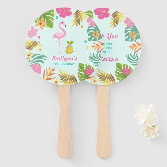 Flamingo Pool Party Hand Fan Flamingo Gastgeschenk Fächer (Vorne und Hinten)