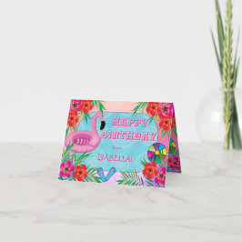 Flamingo Pool Party Pink Happy Geburtstag Karte