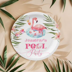 Flamingo Pool Party pink Mädchen Geburtstag Pappteller