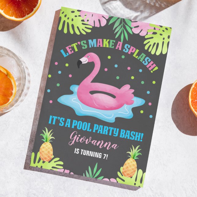Flamingo Pool Party Tropical Geburtstag Einladung (Von Creator hochgeladen)