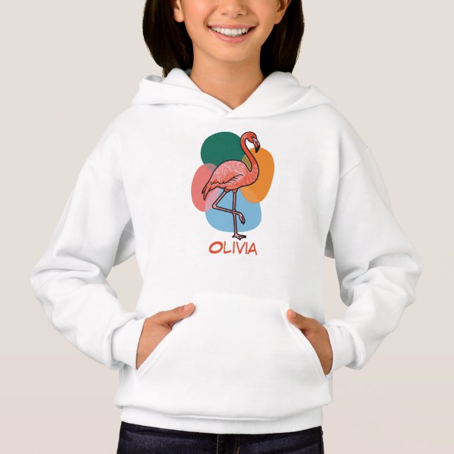Flamingo Pop-Art bunt Hoodie (Vorderseite)