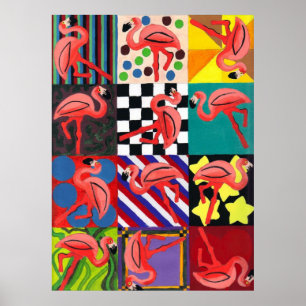 Flamingo Portrait Abstrakt Art Poster drucken