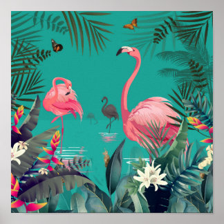 Flamingo-Poster für tropische Wandkunst Poster