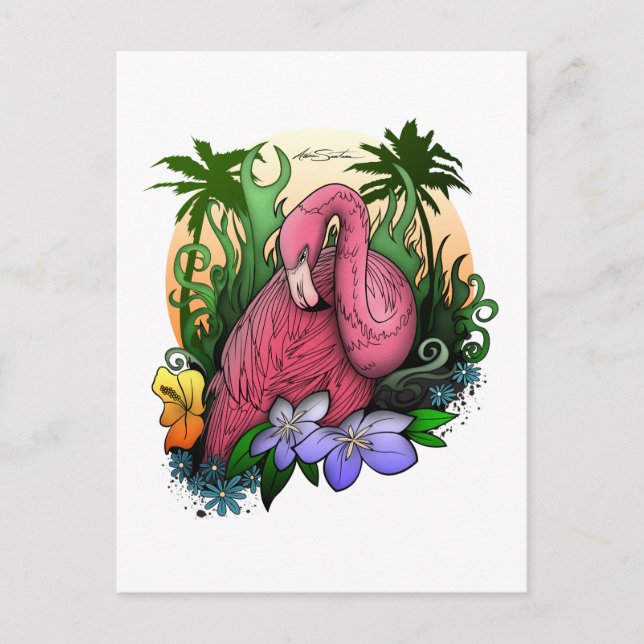 Flamingo Postkarte (Vorderseite)