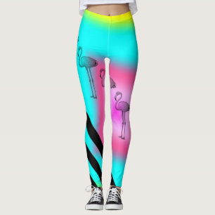 Flamingo-Print gestreifte Leggings