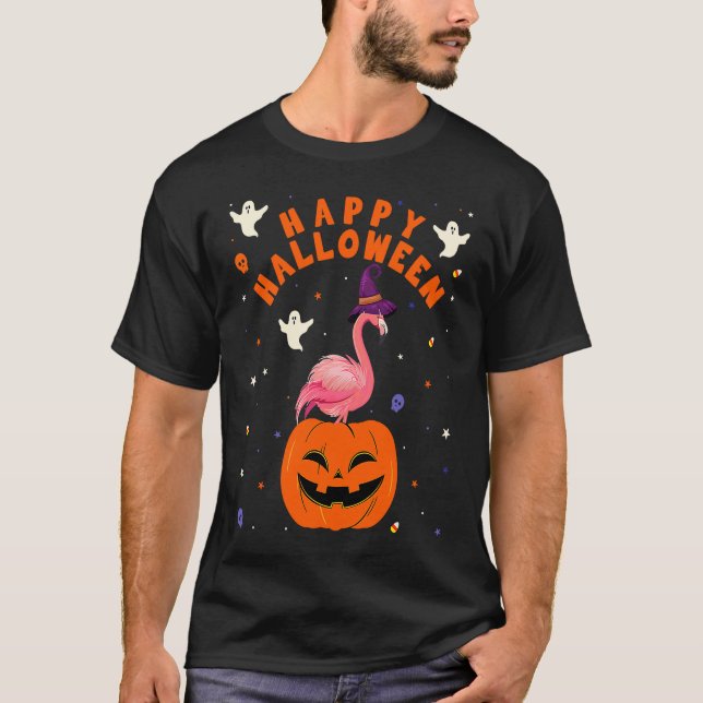 Flamingo Pumpkin  Flamingo  Pumpkin Scary Hallowee T-Shirt (Vorderseite)