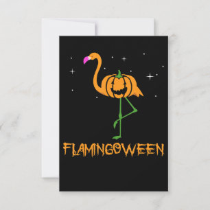 Flamingo  Pumpkin Halloween Flamingoween Bird Pink Dankeskarte