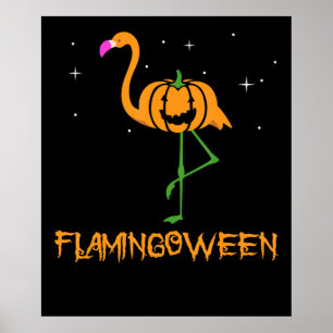 Flamingo  Pumpkin Halloween Flamingoween Bird Pink Poster