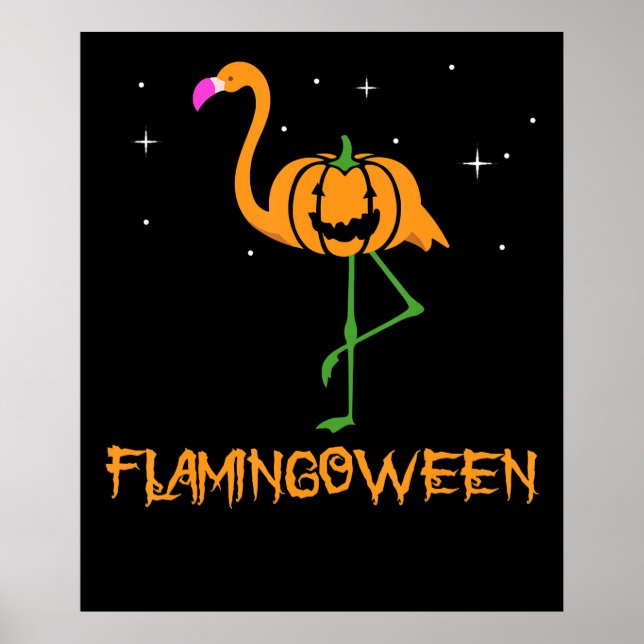 Flamingo |Pumpkin Halloween Flamingoween Bird Pink Poster (Vorne)