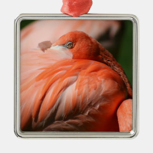 Flamingo-Quadrat Ornament Aus Metall