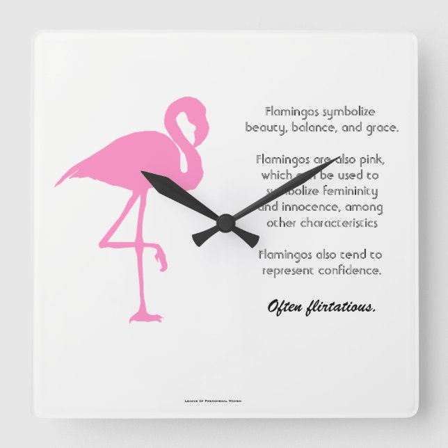 Flamingo Quadratische Wanduhr (Vorderseite)