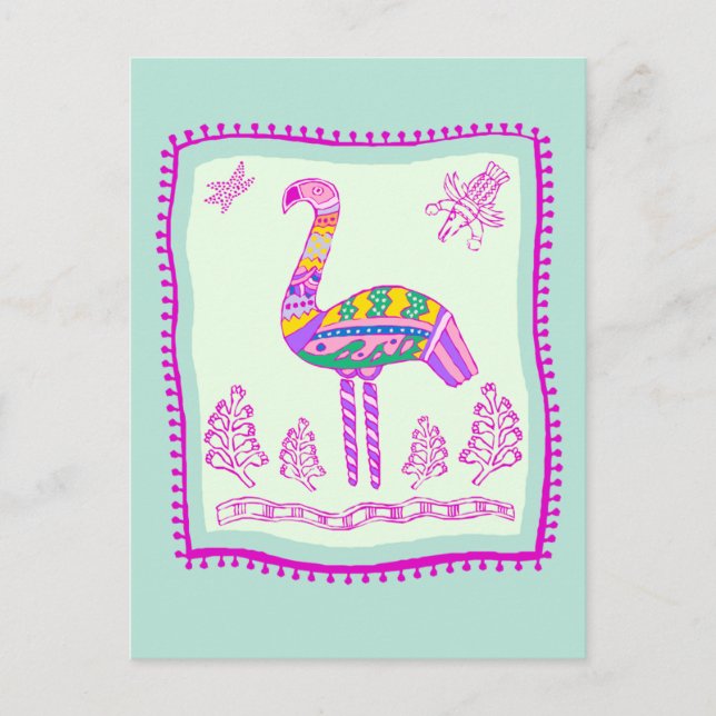 Flamingo Quilt Postkarte