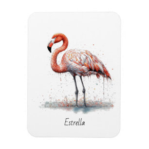 Flamingo Radiance: Watercolor Flamingo, benutzerde Magnet