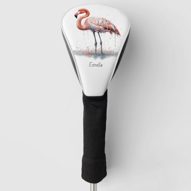 Flamingo Radiation: Wasserfarben Kunst, Brauch Golf Headcover (Vorderseite)