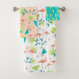 Flamingo-rama Tuch-Set Badhandtuch Set