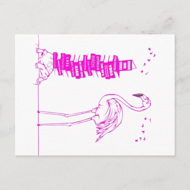 Flamingo Reading Feiertagspostkarte (Vorderseite)