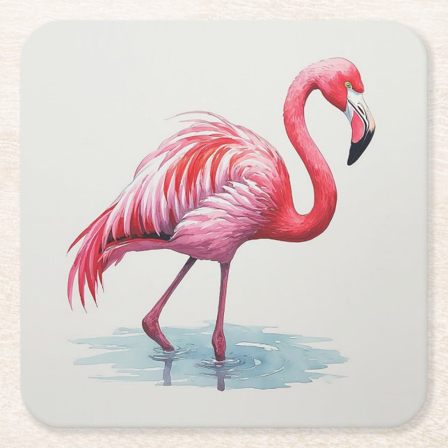 Flamingo Rechteckiger Pappuntersetzer (Vorderseite)