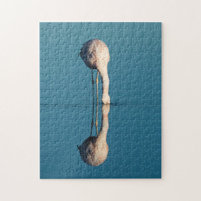 Flamingo-Reflexion, Laguna Chaxa, Atacama Puzzle (Vertikal)