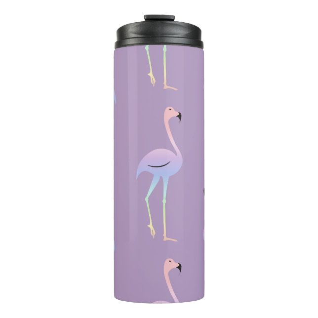 Flamingo Regenbogen: farbenfrohes, nahtloses Muste Thermosbecher (Vorderseite)