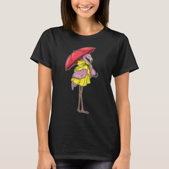Flamingo Regenschirm T-Shirt (Vorderseite)